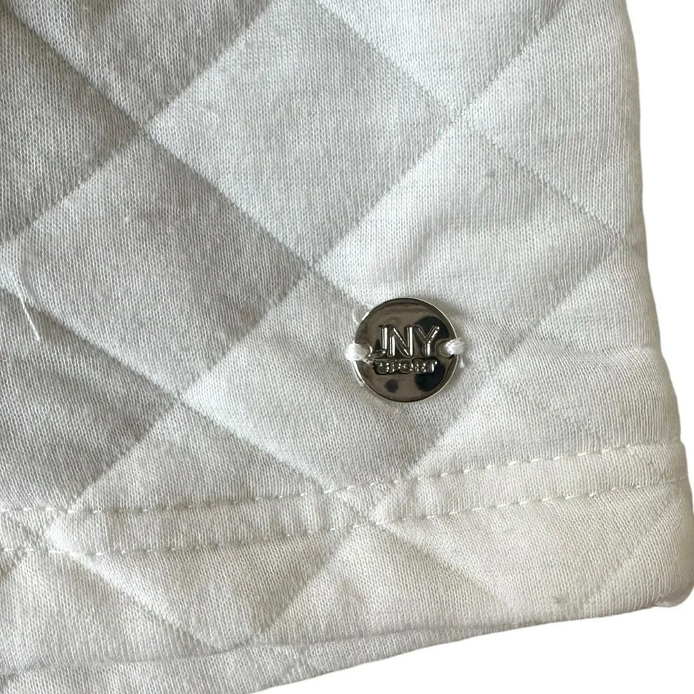 JONES NEW YORK SPORT ivory/off white quilted hoodie size Large - Picture 3 of 5